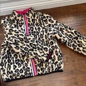 Leopard Print Fleece Jacket with Pink Accents
